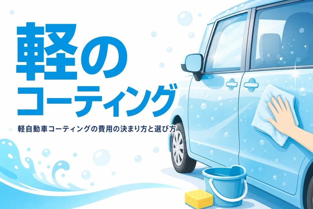 艶のある軽自動車のボディをクロスで拭いている手元